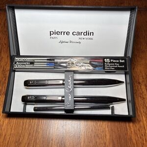 Vintage Pierre Cardin 15-Pc Ballpoint Silver Pen Mechanical Pencil Mini Pen Set
